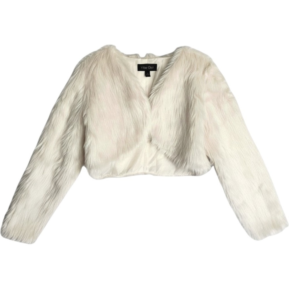 Nite Out Faux Fur Shrug Womens L Glam Mob Wife Shaggy Cropped Penny Lane Bolero
